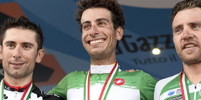 Fabio Aru Tricolore con la maglia di Scarponi